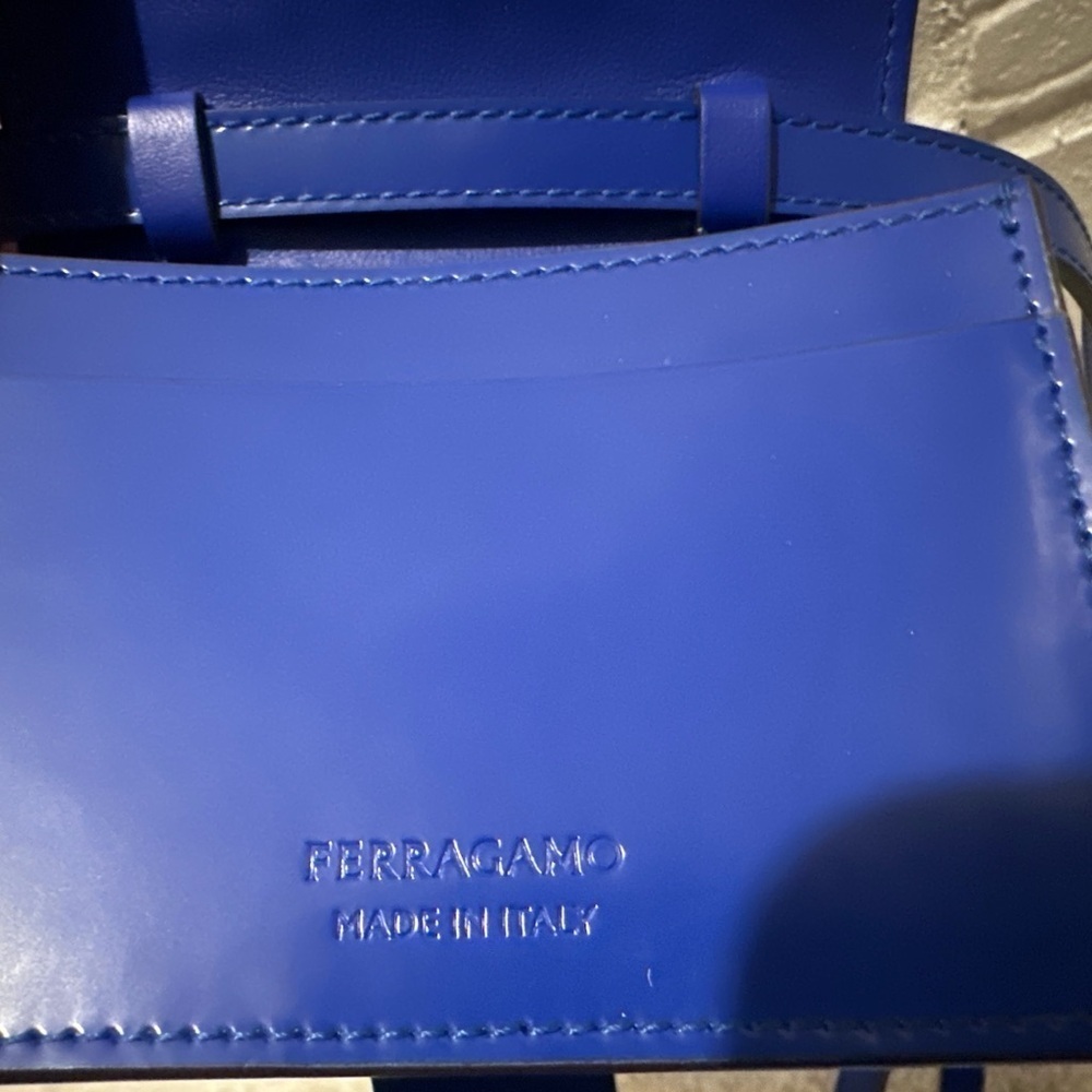 Ferragamo Twins Gancio Lock Crossbody Bag Blue - Picture 5 of 6